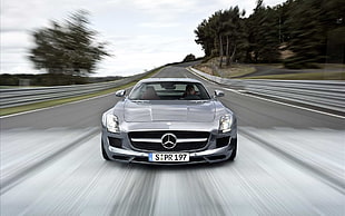 silver Mercedes-Benz vehicle, car, Mercedes-AMG, Mercedes-Benz, Mercedes SLS