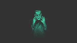 Frankenstein Monster poster, Monster of Frankenstein, black background, minimalism