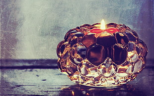 clear glass candle holder HD wallpaper