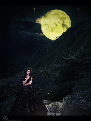 woman in black sleeveless dress HD wallpaper