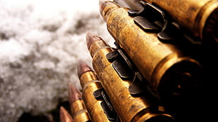 brass gun bullet, gun, ammunition HD wallpaper