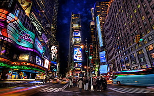 time lapse photography of Times Square, New York HD wallpaper