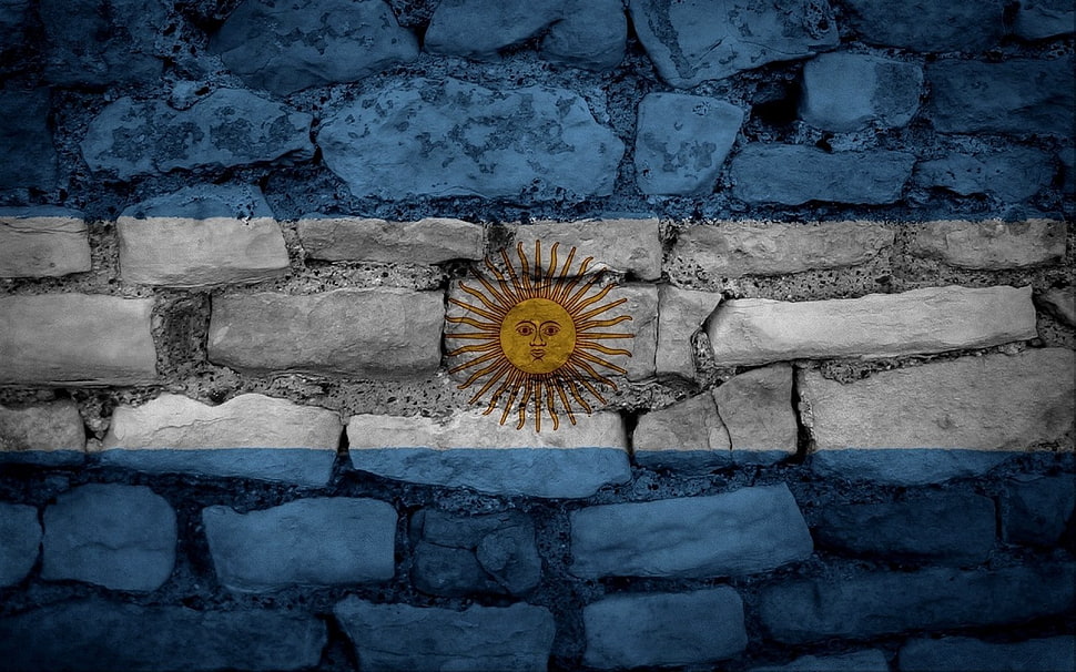 gray and blue with sun artwork HD wallpaper