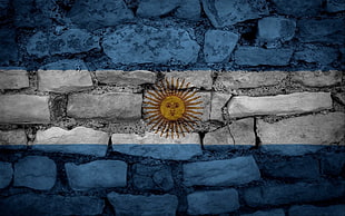 gray and blue with sun artwork HD wallpaper