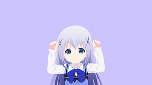 female anime character in purple bow accent dress