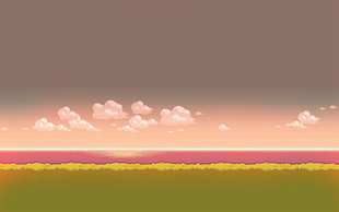 white clouds painting, nature, Pokémon