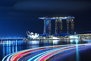 time-lapse photo of high-rise building, singapore HD wallpaper