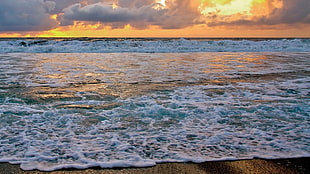 photo of sea, landscape, sunset
