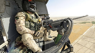 black machine gun, army, helicopters, weapon, vehicle HD wallpaper