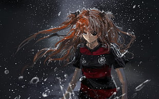 gray haired girl anime character, Asuka Langley Soryu, Germany, soccer, anime girls HD wallpaper