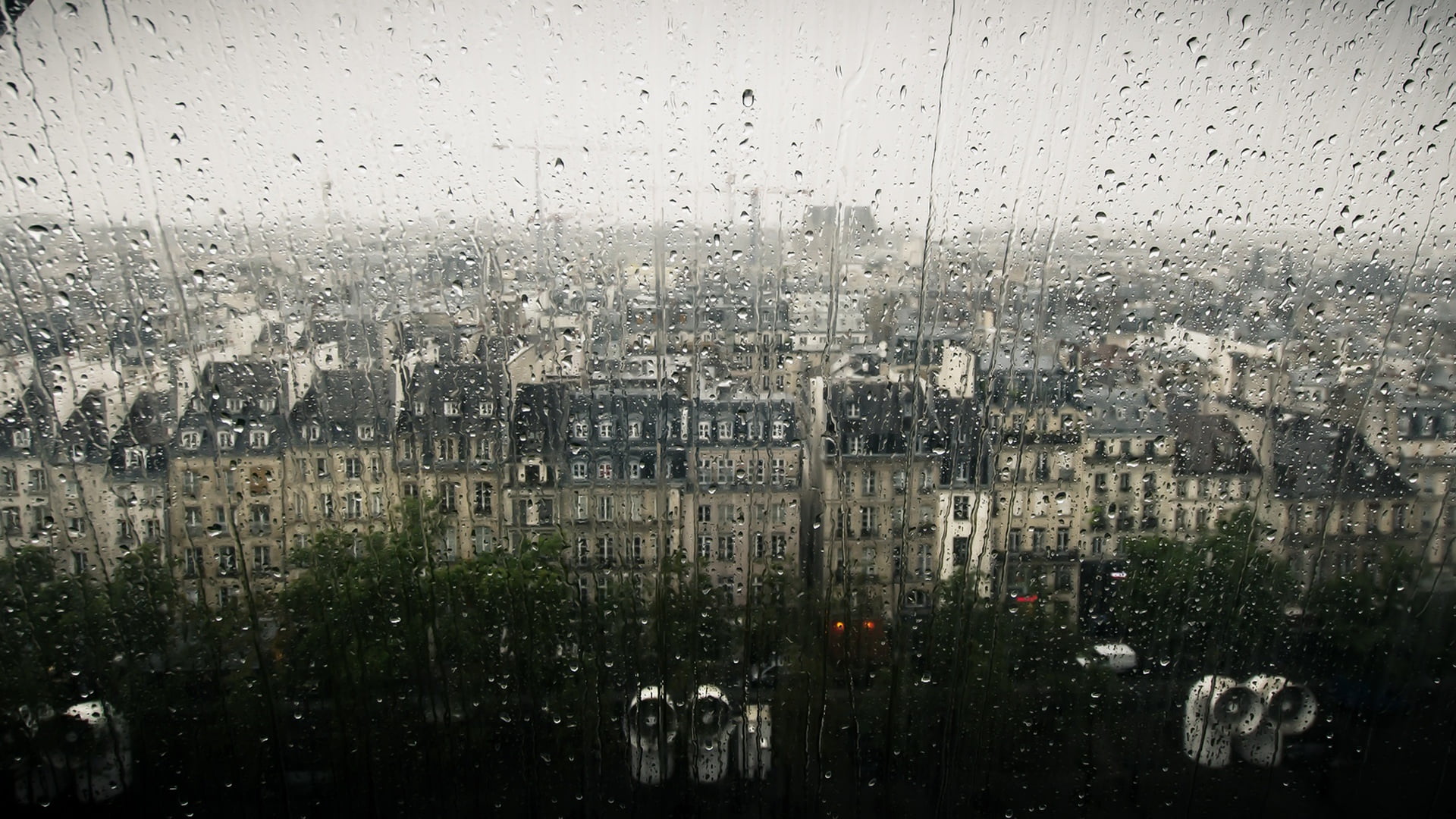 brown and black house, window, rain, cityscape