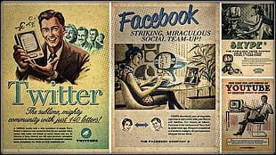Twitter and Facebook newspaper plaque