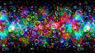 pink, green, and blue bubbles