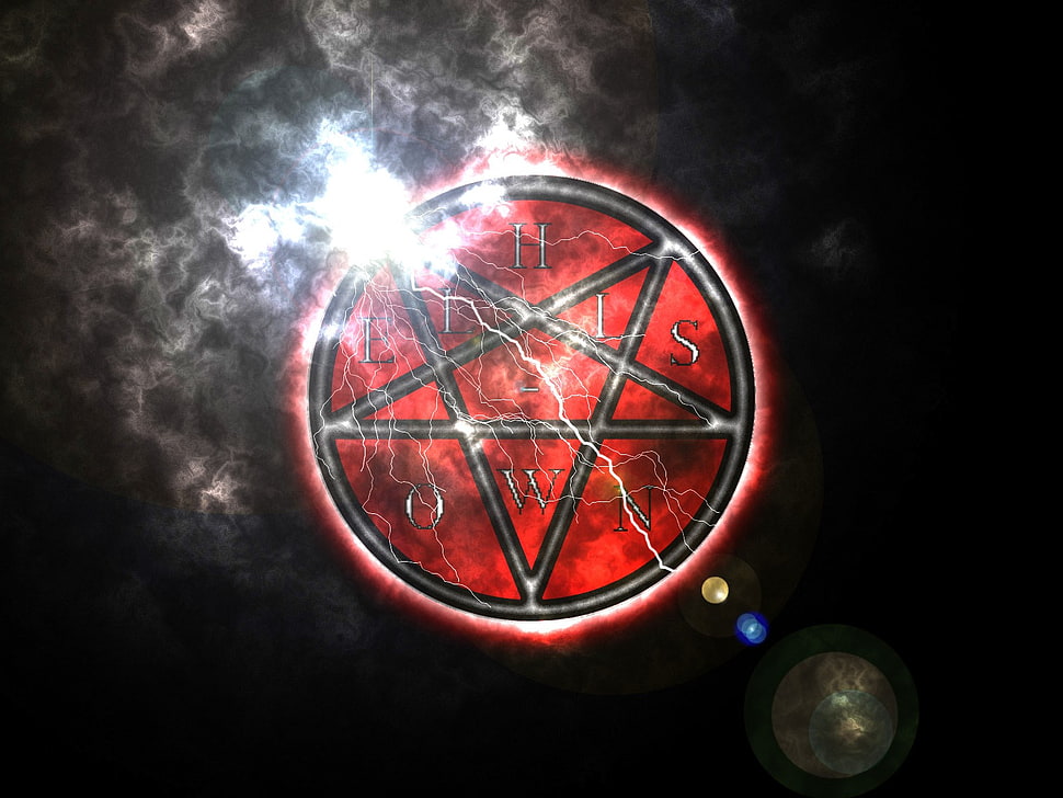round red and gray star illustration, Gothic, pentagram HD wallpaper