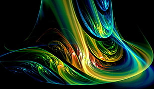 yellow, green, blue, and red digital wallpaper, abstract