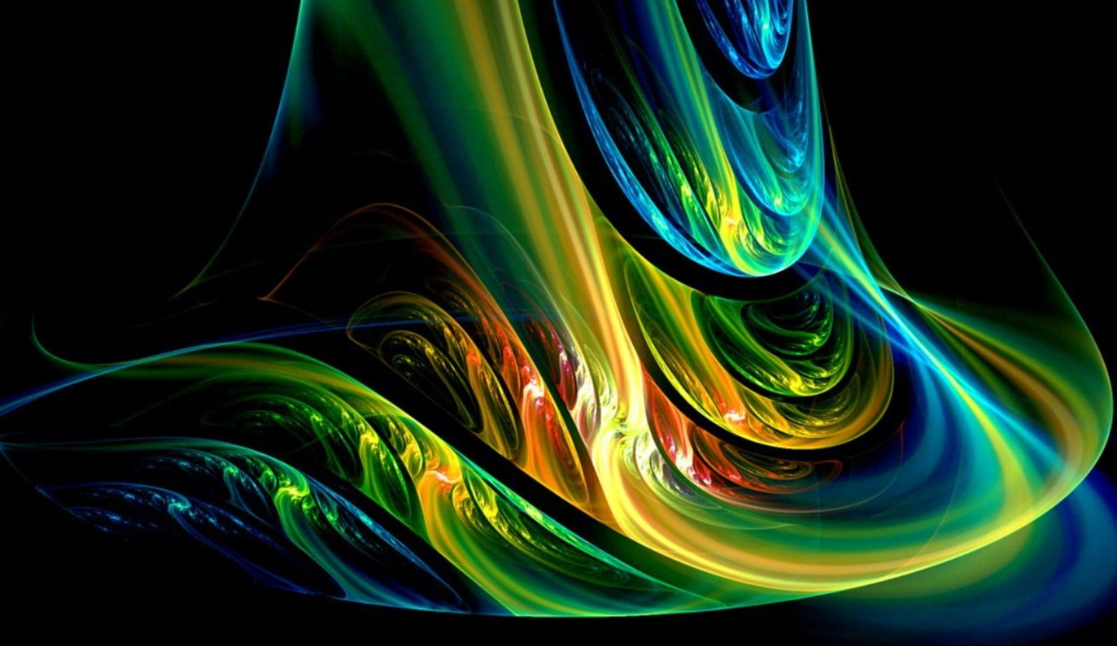 yellow, green, blue, and red digital wallpaper, abstract