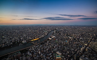 aerial photography of city during sunset