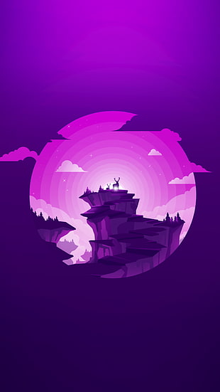 purple cliff illustraion