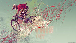 black and red mountain bicycle, biker, digital art, bicycle, sport 