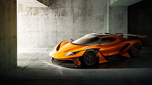 orange sports coupe, car, apollo arrow concept