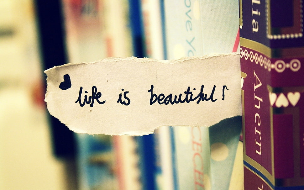 white and black Life Is Beautiful decor HD wallpaper