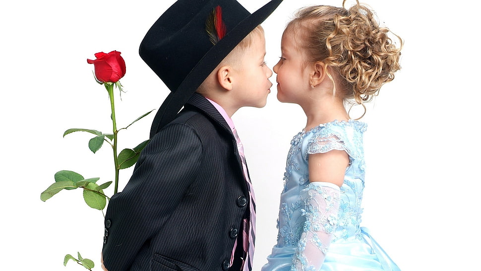 boy and girl wearing formal dress HD wallpaper