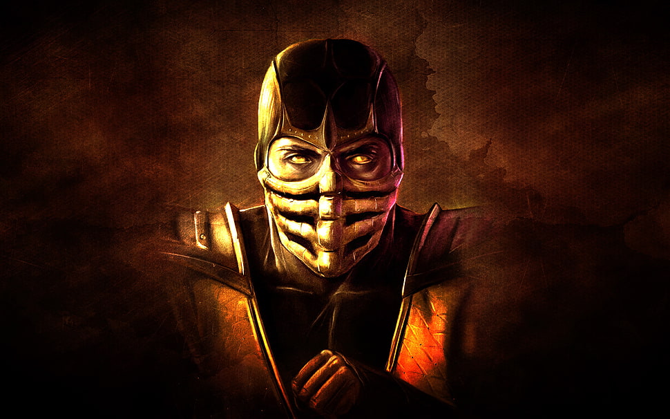 Mortal Kombat Scorpion illustration HD wallpaper