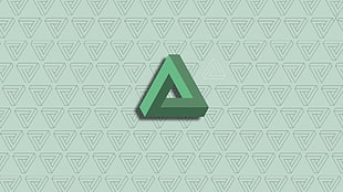 triangular green wallpaper, geometry, Penrose triangle, abstract, minimalism