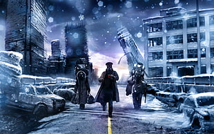 game illustration, snow, winter, digital art, Romantically Apocalyptic 