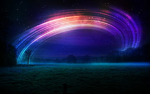 aurora borealis, sky, space, long exposure, night HD wallpaper