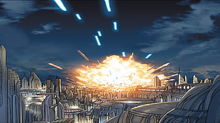 explosion beside high-rise building illustration, Star Wars, comics