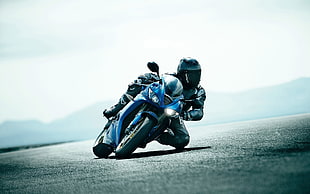 blue and black motorcycle, motorcycle, race tracks, Triumph Daytona HD wallpaper