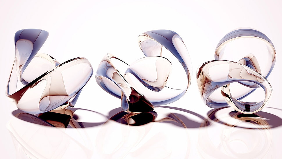 three gemstones, abstract, 3D, Photoshop, render HD wallpaper