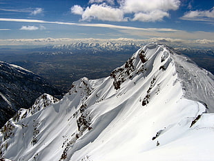 snow coated mountain, mountains, snow, peak, summit HD wallpaper
