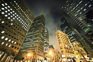 photography of high-rise buildings at night
