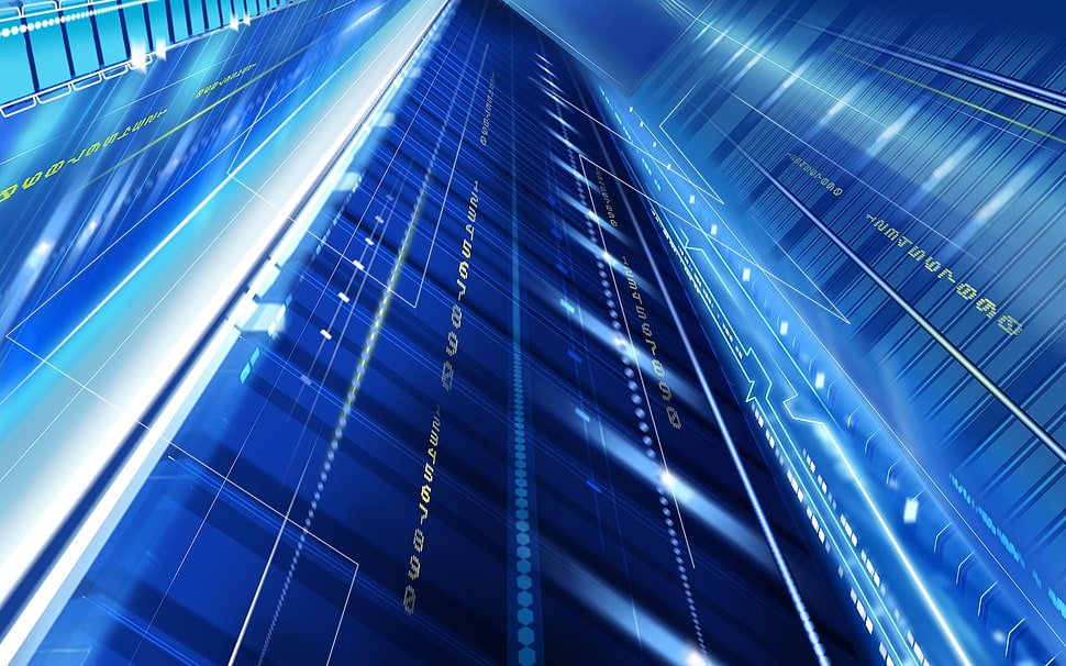 blue and white matrix illustration HD wallpaper