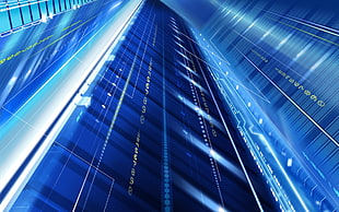 blue and white matrix illustration