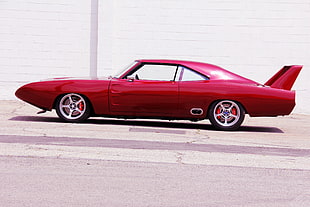 red coupe, Dodge Daytona, car, red cars, Plymouth Superbird