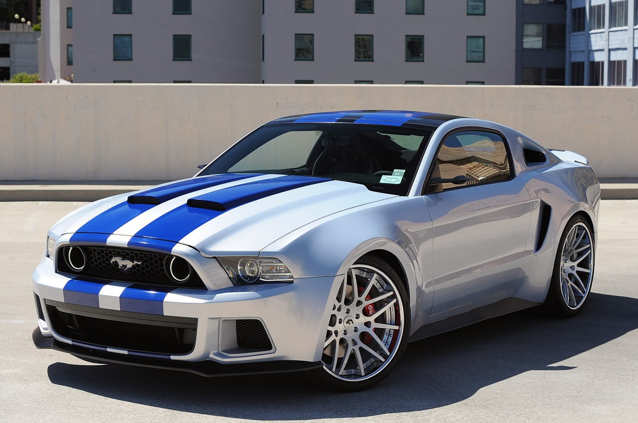 white and blue Ford Mustang, car, Need for Speed (movie), Ford Mustang Shel...