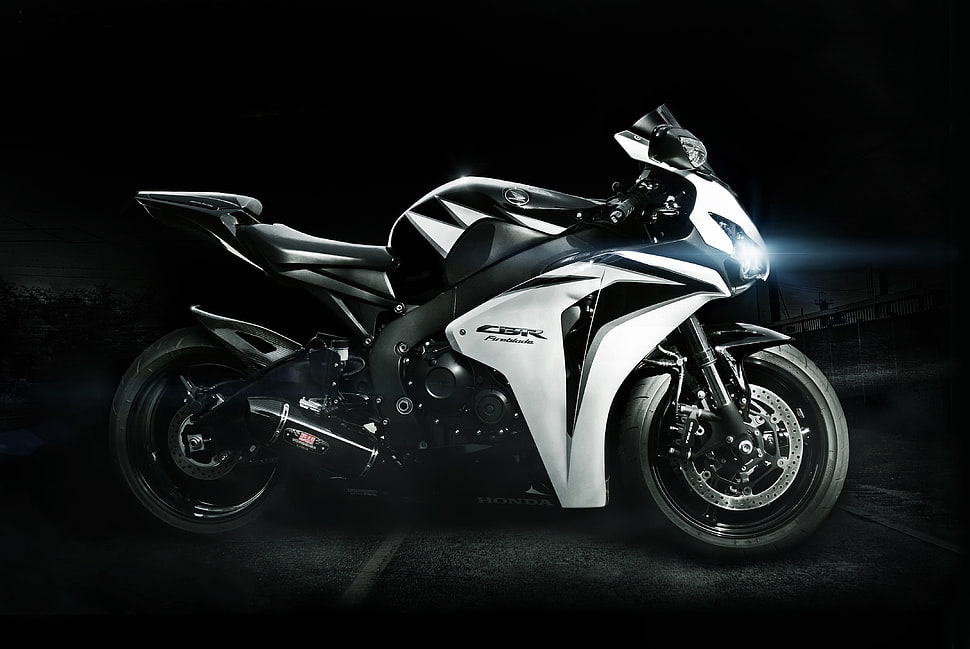 black and white sports motorcycle HD wallpaper