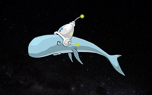 blue whale illustration, whale, space, The Hitchhiker's Guide to the Galaxy, helmet