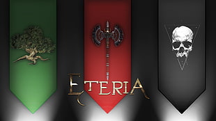 red hatchet with eteria text overlay, eteria HD wallpaper