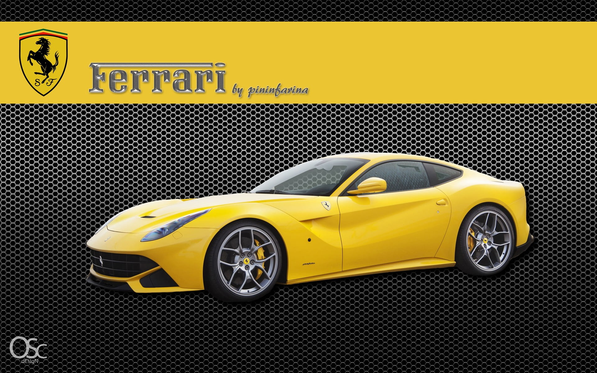 yellow and black car die-cast model, Ferrari, yellow cars, digital art, vehicle