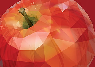 red apple digital artwork, apples, low poly