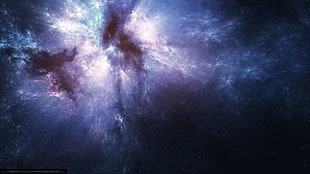 white and black nebula digital wallpaper, space, nebula
