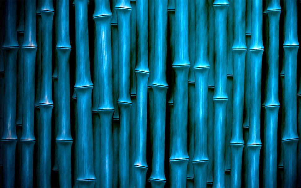teal bamboo tree illustration HD wallpaper
