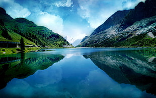 body of water, mountains, lake, marmolada, Italy