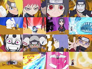 Naruto character collage, Rock Lee, Naruto Shippuuden, chibi, Akatsuki HD wallpaper