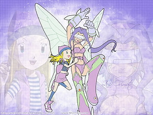 female anime character with purple hair wearing wings illustration, Digimon Adventure, Digimon, Orimoto Zoe