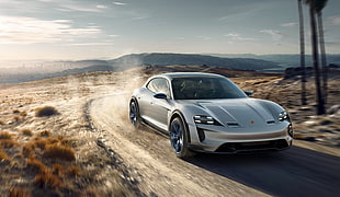 silver sedan, Porsche Mission E Cross Turismo, Geneva Motor Show, 2018